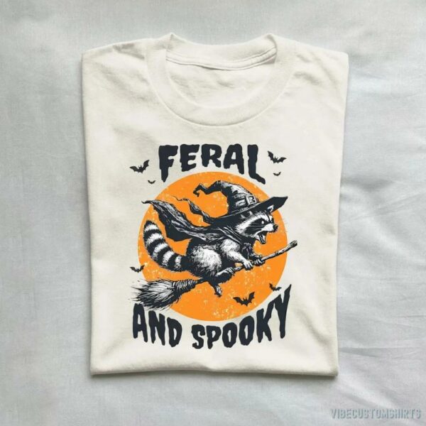 Feral And Spooky Raccoon Halloween T-Shirt